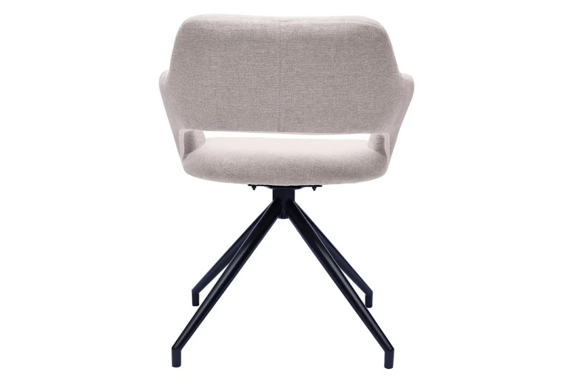 Miliboo Drehstuhl 360° aus beigem strukturiertem Samteffektstoff und schwarzem Metall JESSY* Design-stühle