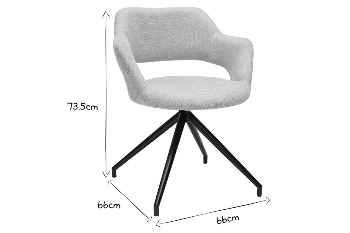 Miliboo Drehstuhl 360° aus beigem strukturiertem Samteffektstoff und schwarzem Metall JESSY* Design-stühle
