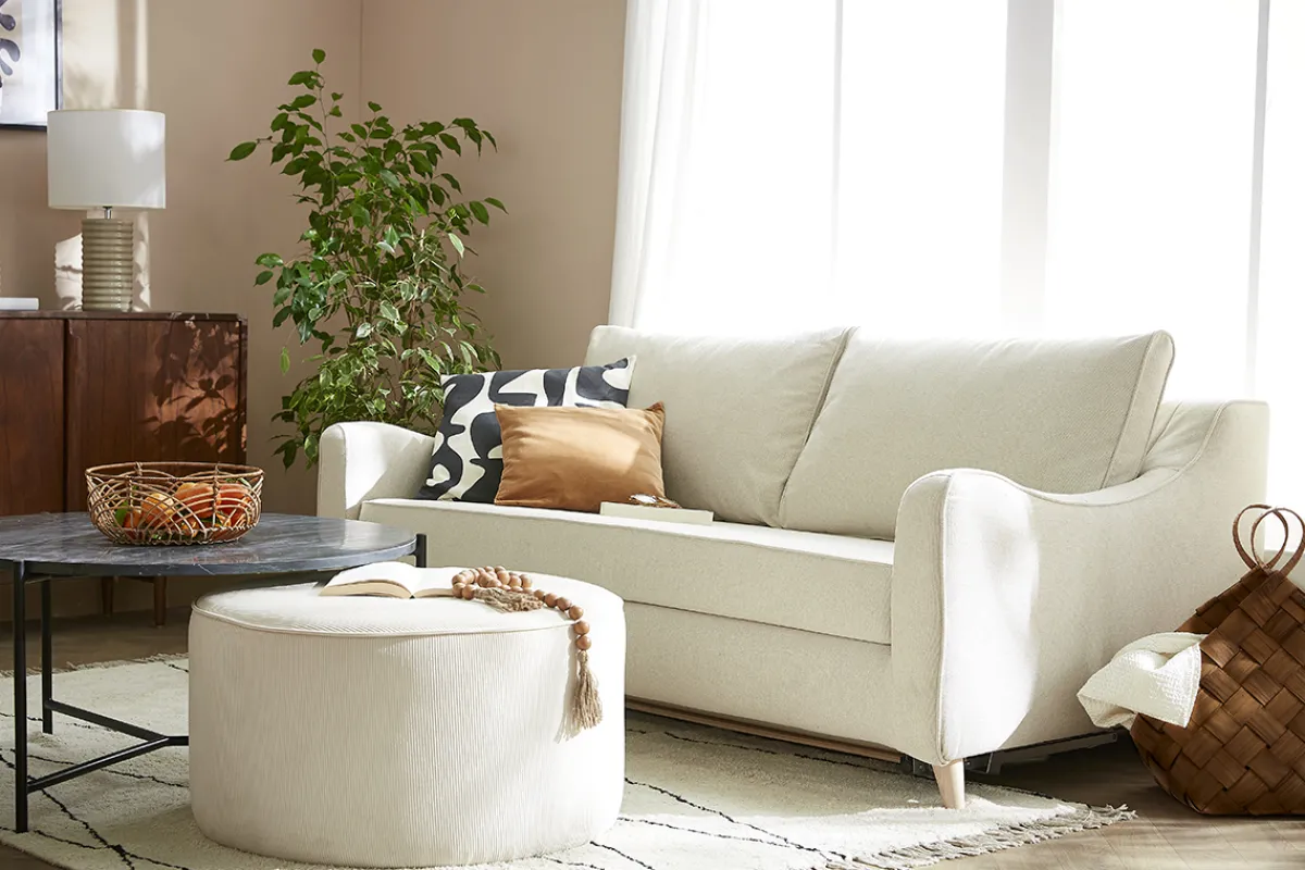 Miliboo Dreisitzer-Schlafsofa skandinavisch beige VENDOME* Schlafsofas