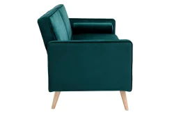 Miliboo Dreisitzer-Schlafsofa skandinavisch aus petrolblauem Samt MOORE* Schlafsofas