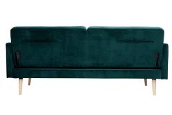 Miliboo Dreisitzer-Schlafsofa skandinavisch aus petrolblauem Samt MOORE* Schlafsofas