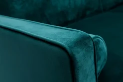 Miliboo Dreisitzer-Schlafsofa skandinavisch aus petrolblauem Samt MOORE* Schlafsofas