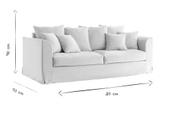 Miliboo Dreisitzer-Sofa skandinavisch aus leinfarbenem Stoff mit abnehmbarem Bezug FEVER* Design-sofas