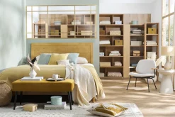 Miliboo Eck-Bücherregal in hellem Eichenholz und schwarzem Metall B95 cm MUSSO* Bücherregale|Bücherregale