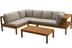 Miliboo Eck-Gartenmöbel aus Massivholz mit abziehbaren Kissen in Taupe BELIZE* Garten Lounge-möbel