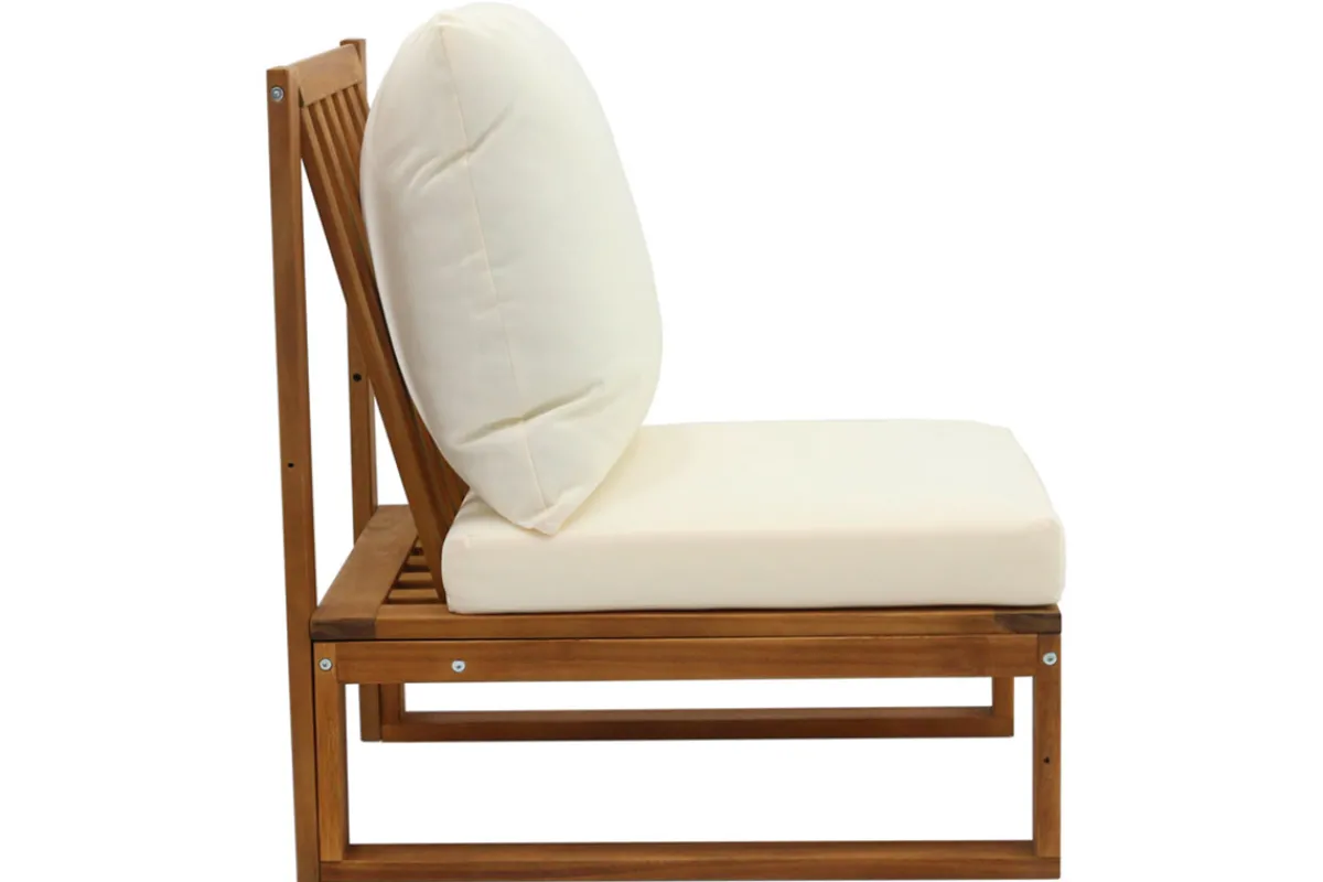 Miliboo Eck-Gartenmöbel aus Massivholz mit abziehbaren Kissen in Beige 6/8-Sitzer SALSA* Garten Lounge-möbel