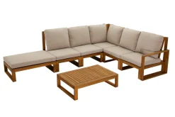 Miliboo Eck-Gartenmöbel aus Massivholz mit abziehbaren Kissen in Taupe 6/8-Sitzer SALSA* Garten Lounge-möbel