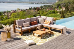 Miliboo Eck-Gartenmöbel aus Massivholz mit abziehbaren Kissen in Taupe 6/8-Sitzer SALSA* Garten Lounge-möbel