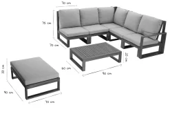 Miliboo Eck-Gartenmöbel aus Massivholz mit abziehbaren Kissen in Taupe 6/8-Sitzer SALSA* Garten Lounge-möbel