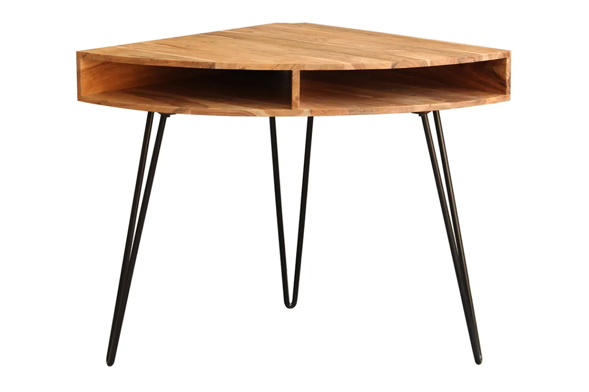 Miliboo Eckschreibtisch aus massivem Akazienholz und schwarzem Metall GOSBY* Design-schreibtische