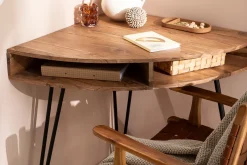 Miliboo Eckschreibtisch aus massivem Akazienholz und schwarzem Metall GOSBY* Design-schreibtische