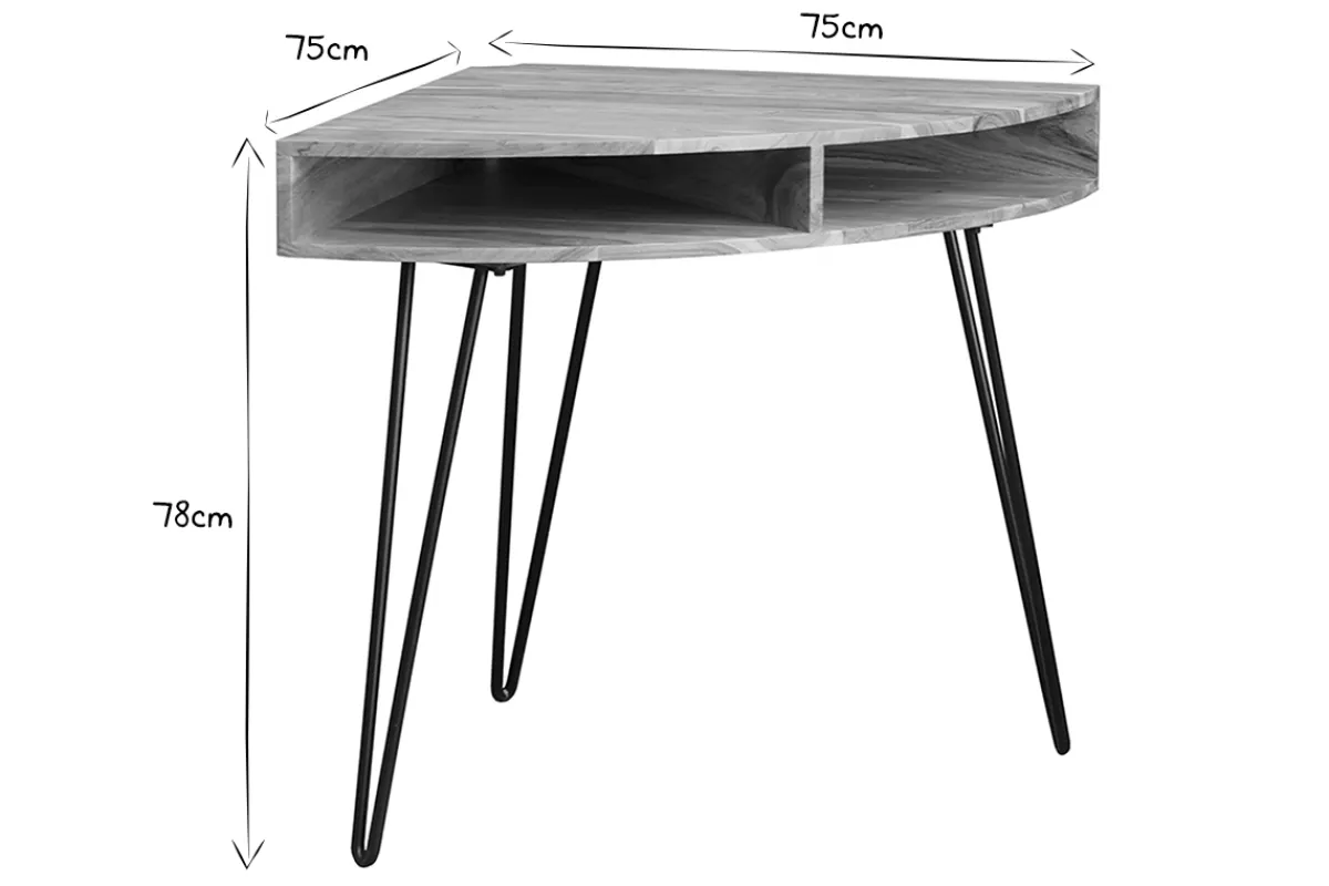 Miliboo Eckschreibtisch aus massivem Akazienholz und schwarzem Metall GOSBY* Design-schreibtische