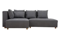 Miliboo Ecksofa hellgrau Samt-Effekt HARLEM* Ecksofas