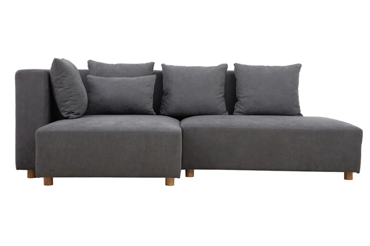 Miliboo Ecksofa hellgrau Samt-Effekt HARLEM* Ecksofas