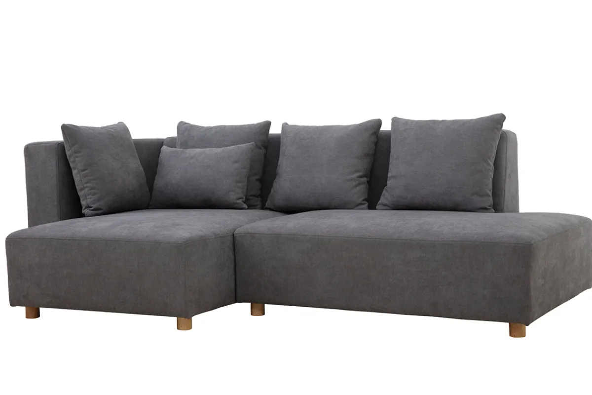 Miliboo Ecksofa hellgrau Samt-Effekt HARLEM* Ecksofas