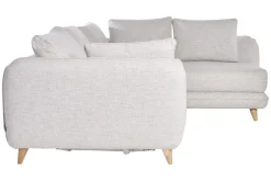 Miliboo Ecksofa mit 5 Sitzplätzen, umwandelbar, skandinavisches Design, in hellgrauem meliertem Stoff und hellem Holz CREEP* Schlafsofas|Ecksofas