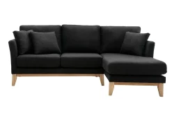 Miliboo Ecksofa rechts OSLO im skandinavischen Stil aus dunkelgrauem, abziehbarem Stoff* Ecksofas
