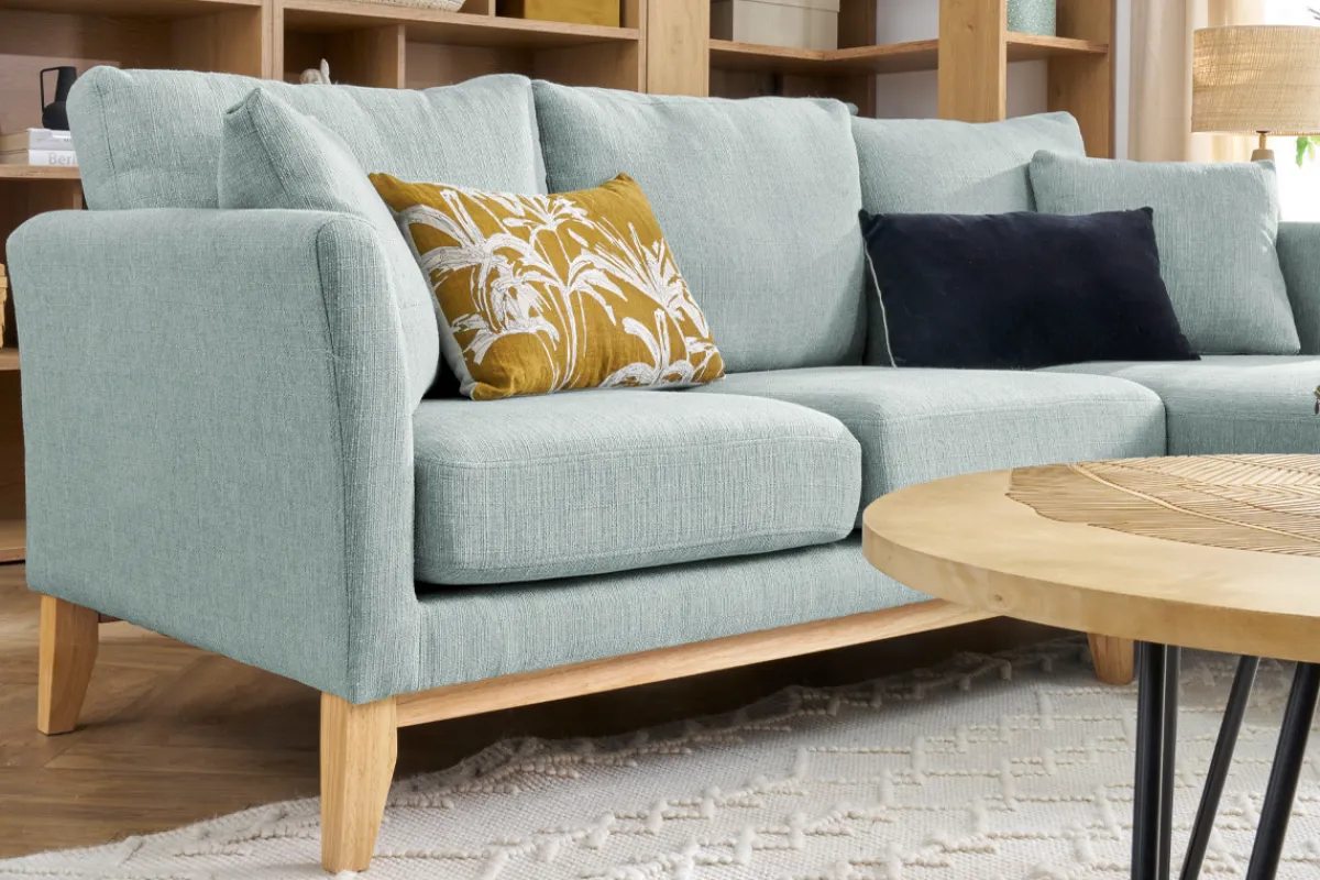 Miliboo Ecksofa rechts skandinavisch Lagunenblau OSLO* Ecksofas