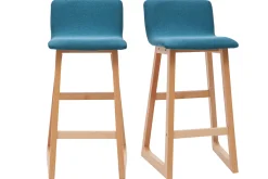 Miliboo 2er-Set Barhocker helles Holz und grauer Stoff OSAKA* Barhocker