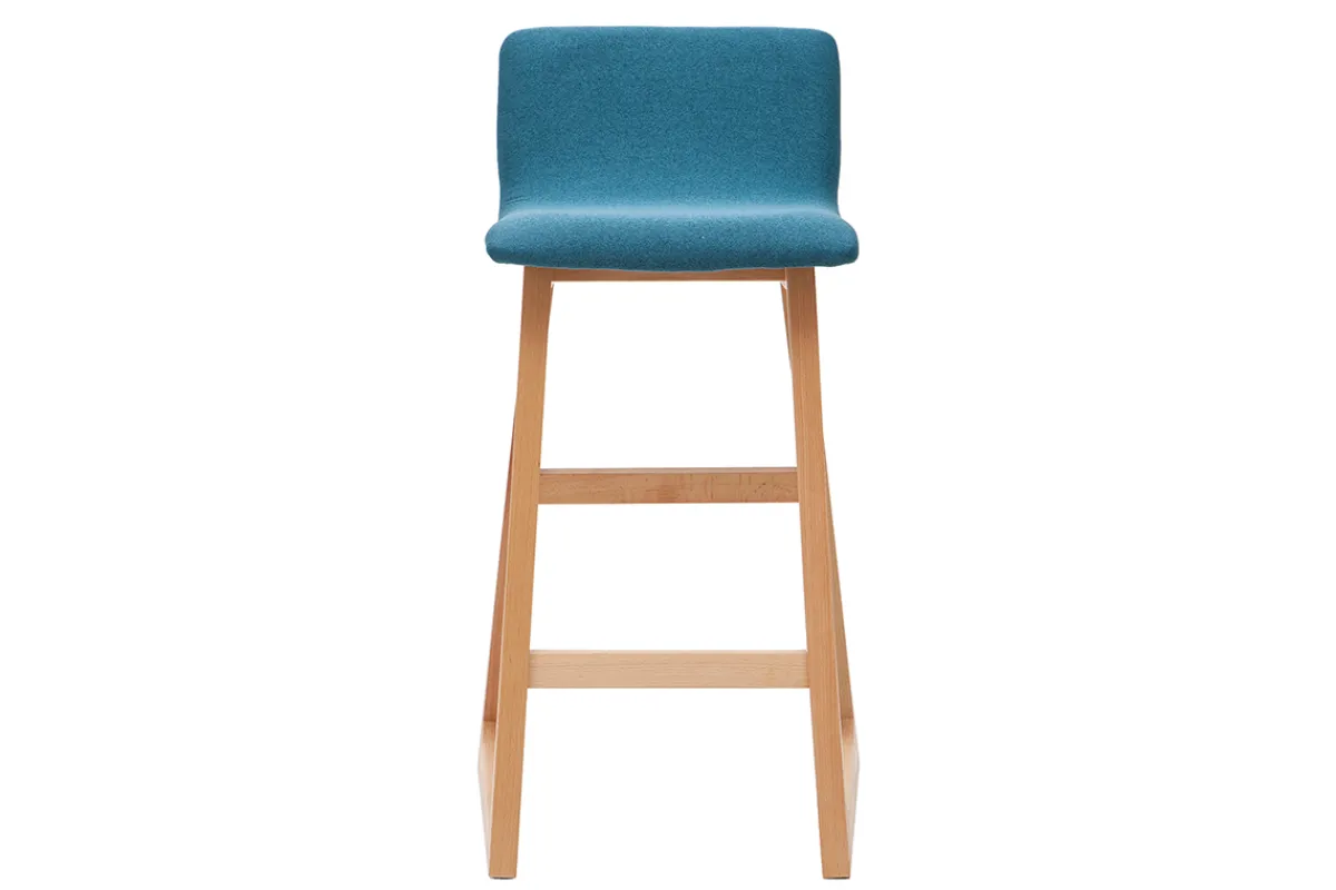 Miliboo 2er-Set Barhocker helles Holz und grauer Stoff OSAKA* Barhocker