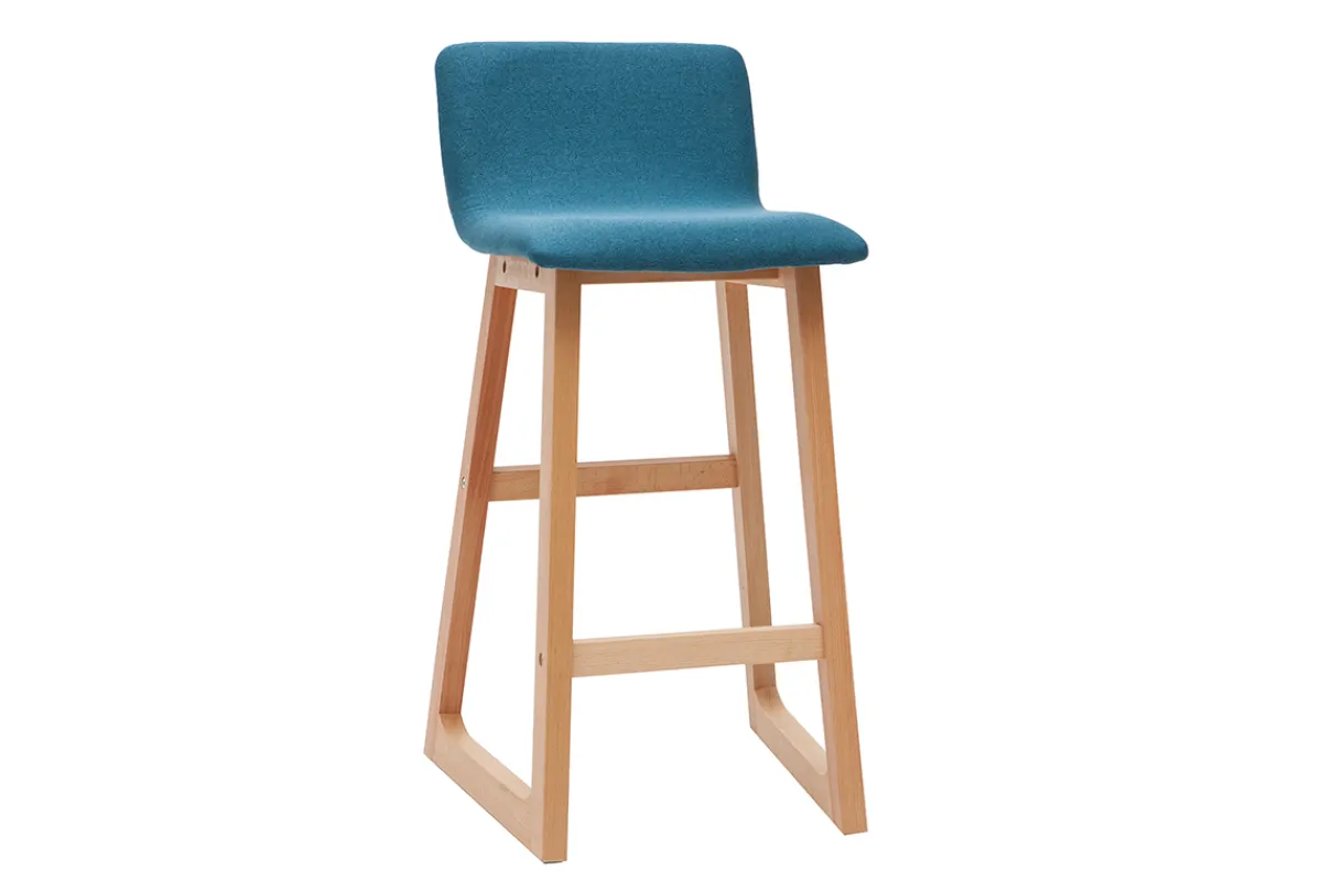 Miliboo 2er-Set Barhocker helles Holz und grauer Stoff OSAKA* Barhocker