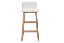 Miliboo 2er-Set Barhocker helles Holz und PU Weiß OSAKA* Barhocker