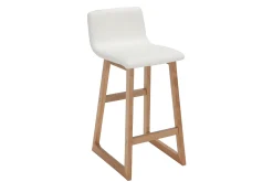 Miliboo 2er-Set Barhocker helles Holz und PU Weiß OSAKA* Barhocker