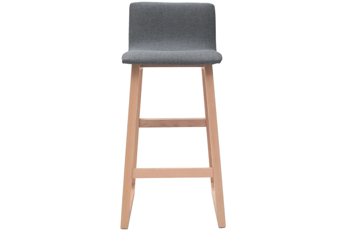 Miliboo 2er-Set Barhocker helles Holz und grauer Stoff OSAKA* Barhocker
