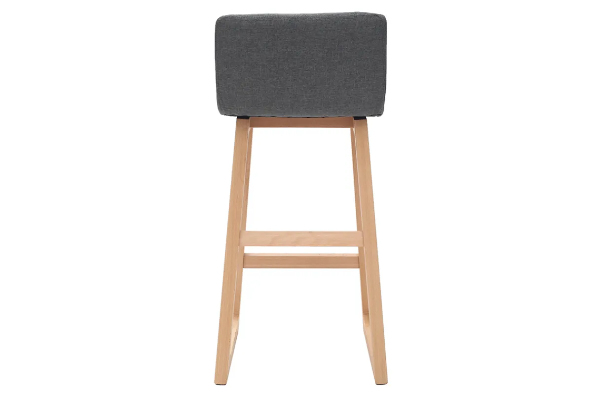 Miliboo 2er-Set Barhocker helles Holz und grauer Stoff OSAKA* Barhocker