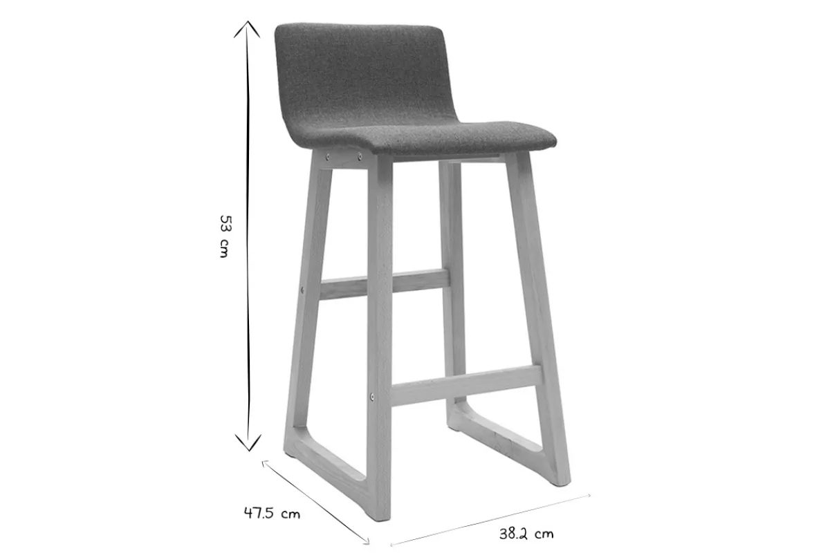 Miliboo 2er-Set Barhocker helles Holz und grauer Stoff OSAKA* Barhocker