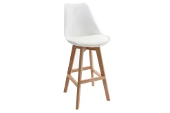 Miliboo 2er-Set Design-Barhocker Weiß und Holz 65 cm PAULINE* Barhocker