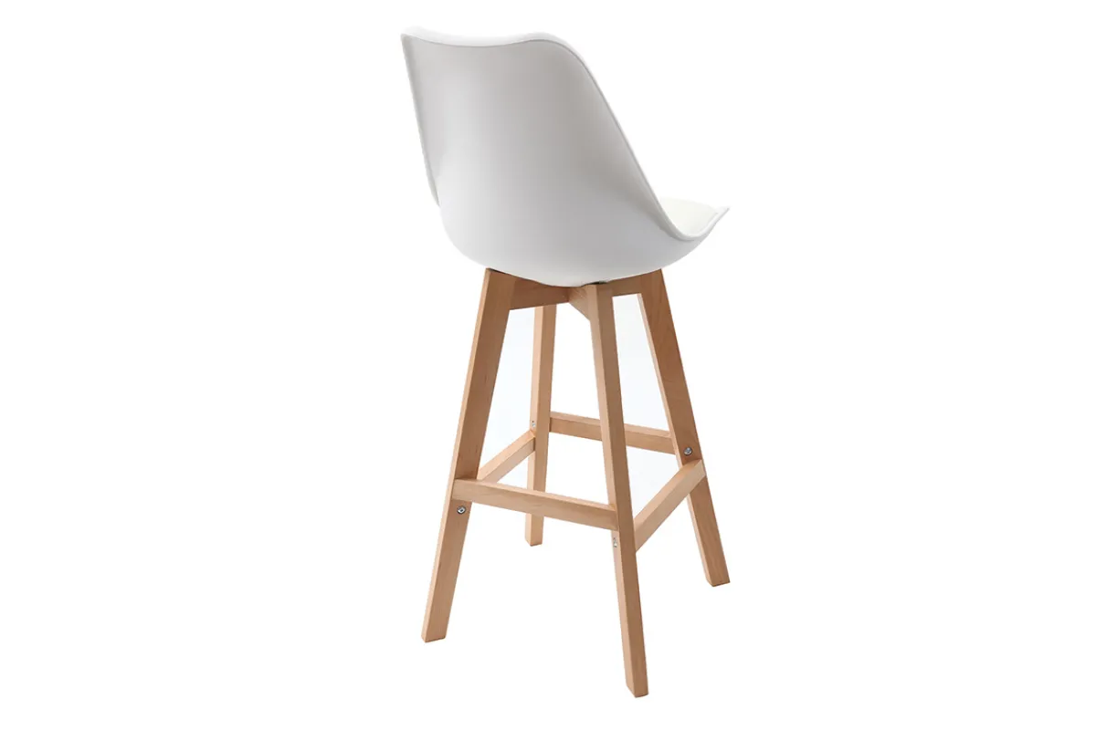 Miliboo 2er-Set Design-Barhocker Weiß und Holz 65 cm PAULINE* Barhocker