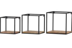 Miliboo 3er-Set quadratischer Wandregale YPSTER schwarzes Metall und Mangoholz* Wandregale|Alle Dekoration
