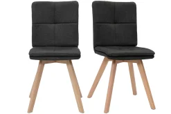 Miliboo 2er-Set Stühle skandinavisch grauer Stoff mit hellen Holzbeinen THEA* Design-stühle