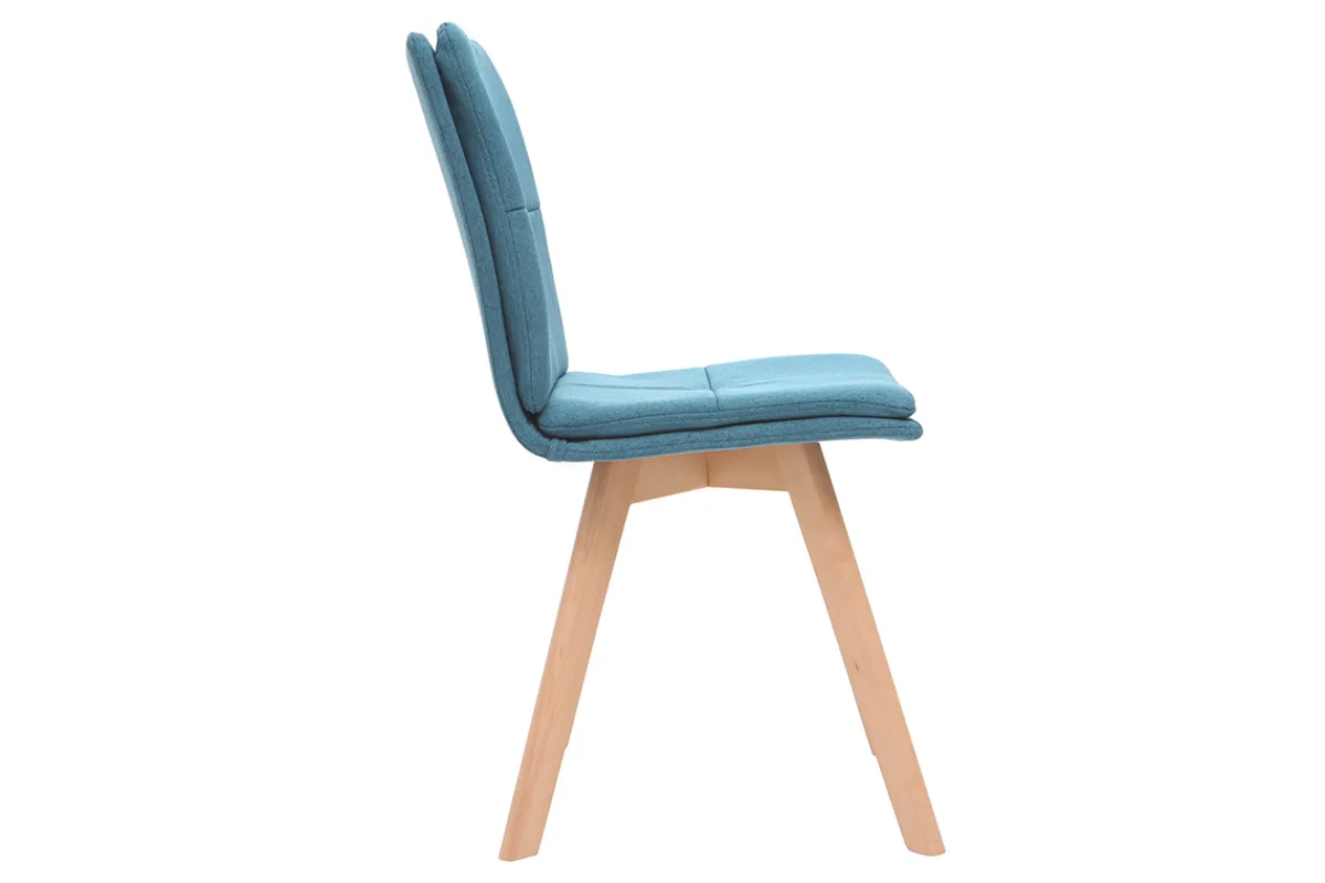 Miliboo 2er-Set Stühle skandinavisch blauer Stoff mit hellen Holzbeinen THEA* Design-stühle