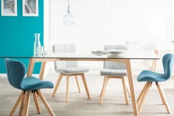 Miliboo 2er-Set Stühle skandinavisch Naturfarben Stoff mit hellen Holzbeinen THEA* Design-stühle