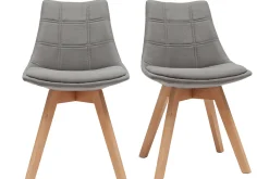 Miliboo 2er-Set Stühle skandinavisches Design Holz und Stoff Dunkelgrau MATILDE* Design-stühle