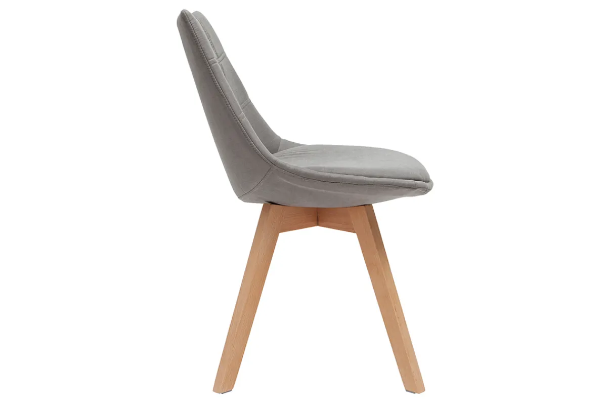 Miliboo 2er-Set Stühle skandinavisches Design Holz und Stoff Dunkelgrau MATILDE* Design-stühle