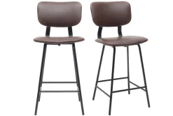 Miliboo 2er-Set Vintage-Barhocker Braun mit Beinen aus Metall 65 cm LAB* Barhocker