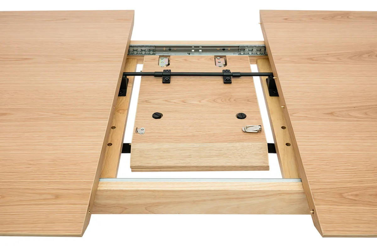 Miliboo Erweiterbarer Tisch mit integrierten Verlängerungen rechteckig aus hellem Holz mit Eichenfurnier B140-170 cm ANK* Ausziehtische