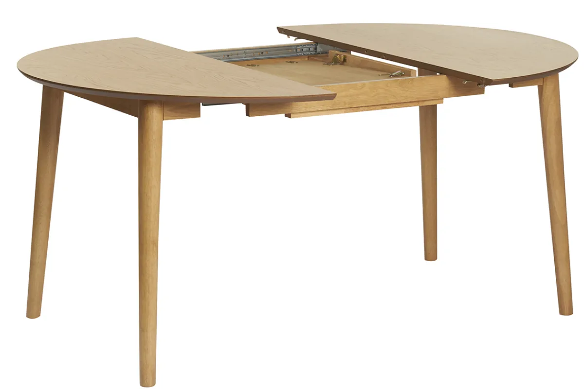 Miliboo Erweiterbarer Tisch mit integrierten Verlängerungen rund aus hellem Holz mit Eichenfurnier B115-154 cm EGO* Ausziehtische