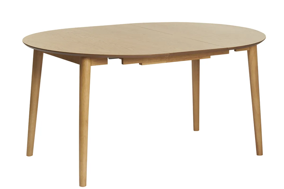 Miliboo Erweiterbarer Tisch mit integrierten Verlängerungen rund aus hellem Holz mit Eichenfurnier B115-154 cm EGO* Ausziehtische