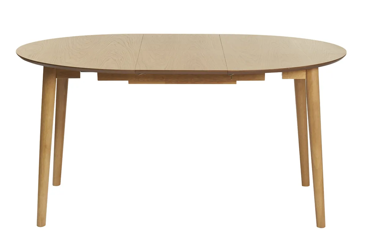 Miliboo Erweiterbarer Tisch mit integrierten Verlängerungen rund aus hellem Holz mit Eichenfurnier B115-154 cm EGO* Ausziehtische