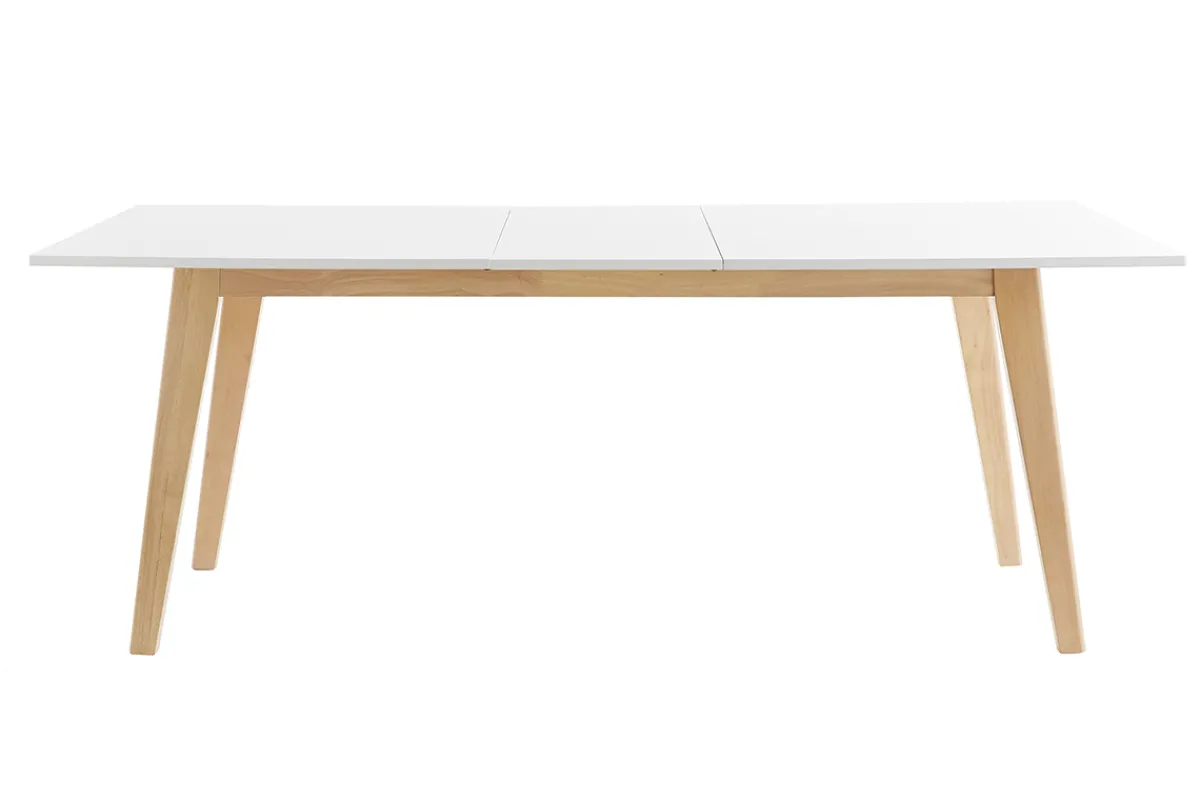 Miliboo Esstisch ausziehbar helles Holz und weiß L160-205 cm SWAD* Ausziehtische