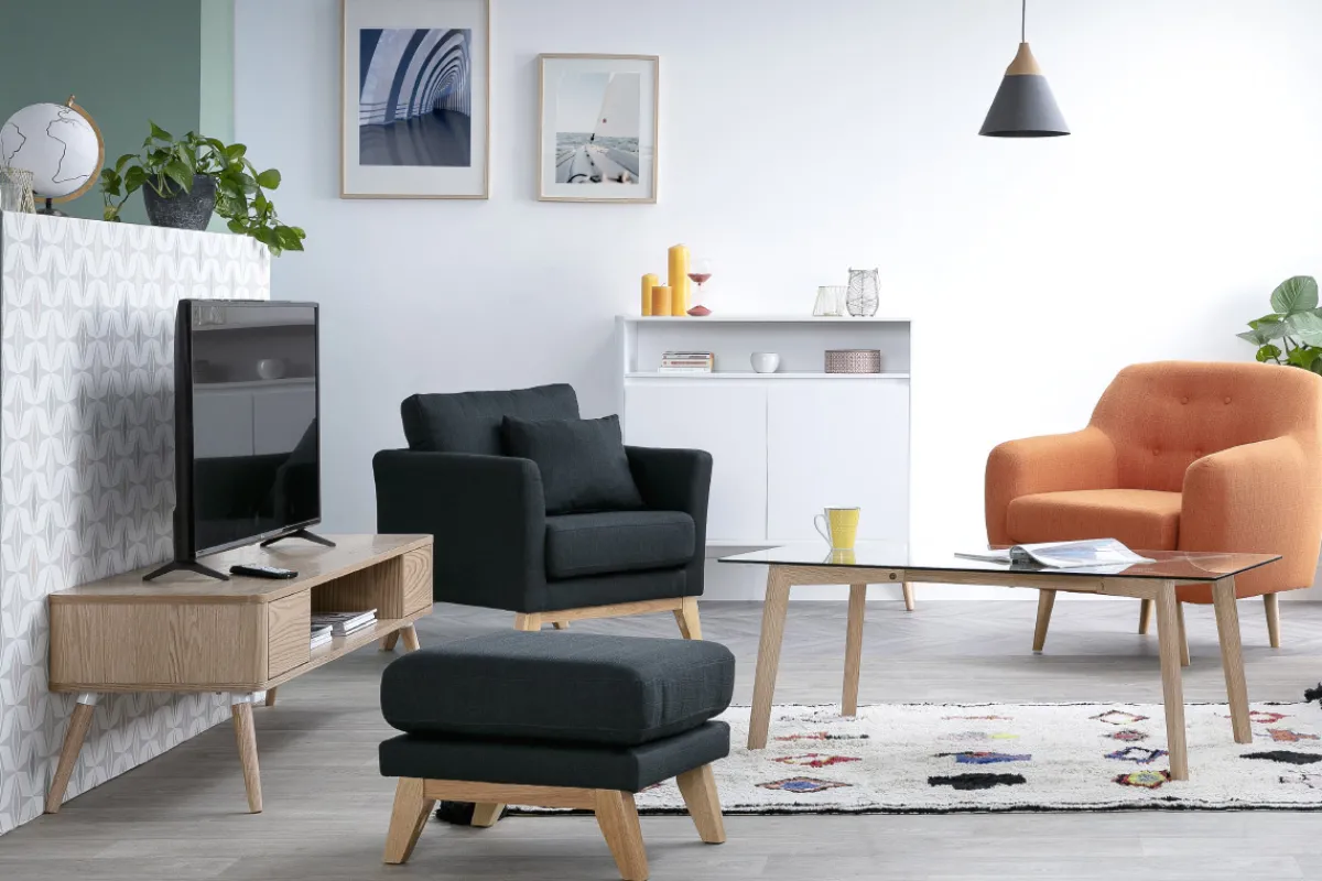 Miliboo Fußstütze skandinavisch abziehbar in Beige OSLO* Sitzsäcke|Sitzsäcke