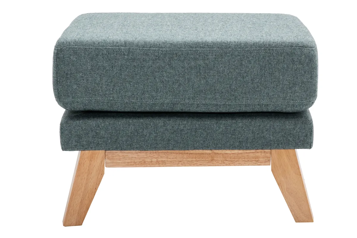 Miliboo Fußstütze skandinavisch mit abnehmbarem Bezug aus graugrünem Stoff und hellem Holz OSLO* Sitzsäcke|Sitzsäcke