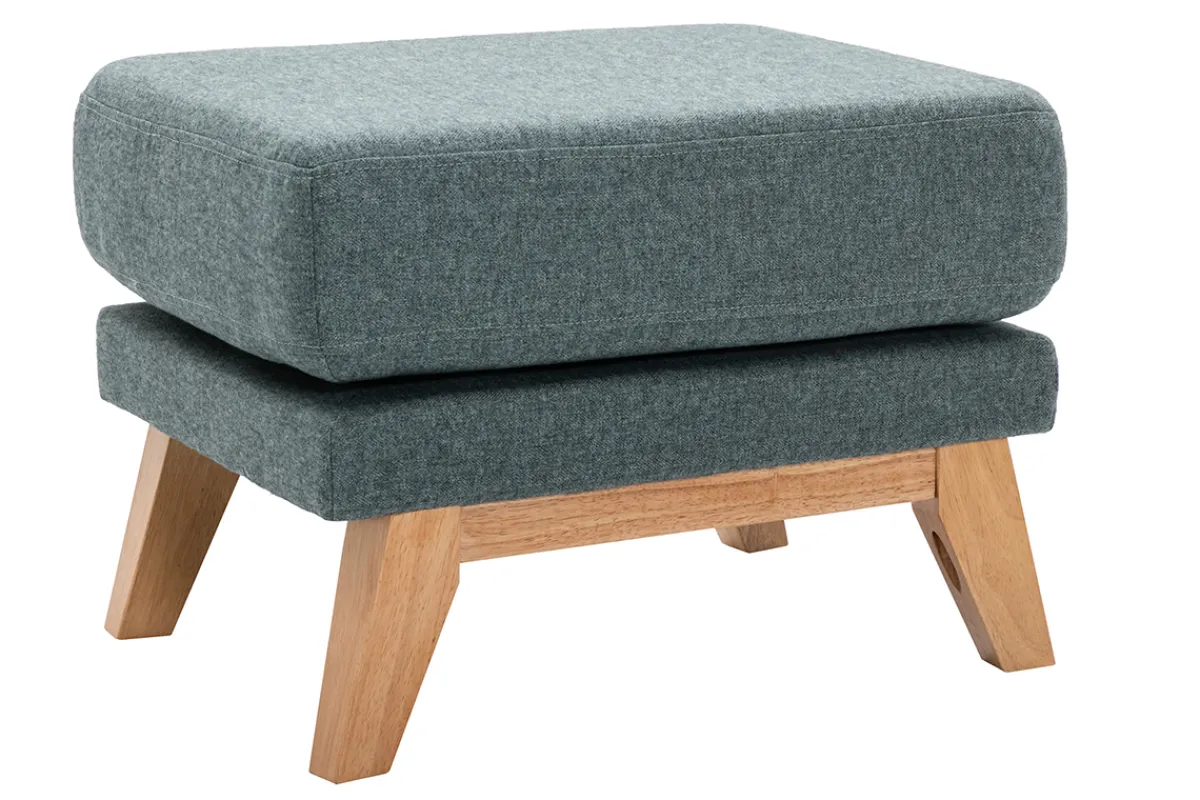 Miliboo Fußstütze skandinavisch mit abnehmbarem Bezug aus graugrünem Stoff und hellem Holz OSLO* Sitzsäcke|Sitzsäcke