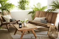Miliboo Gartenmöbel Bank 2-Sitzer und Couchtisch aus Massivholz TIDAK* Garten Lounge-möbel