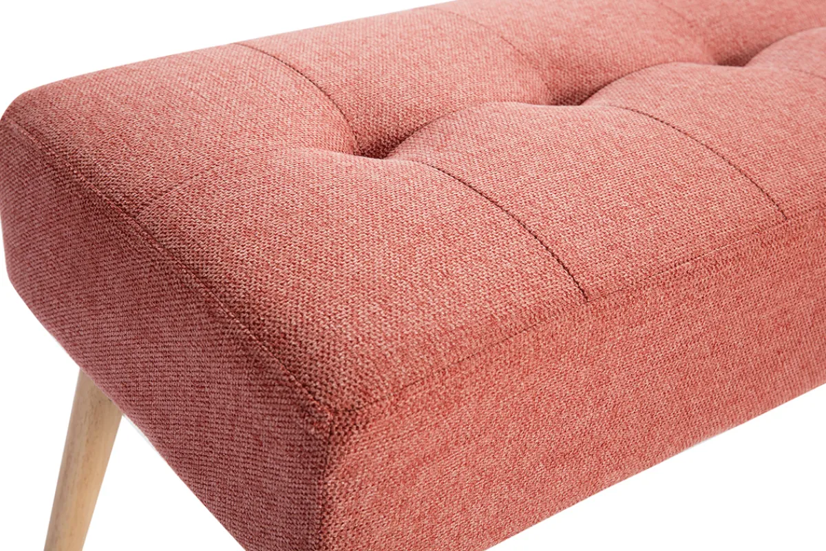 Miliboo Gepolsterte Bank aus terracottafarbenem Stoff mit Samteffekt und hellem Holz B95 cm GUESTA* Bänke|Flurmöbel