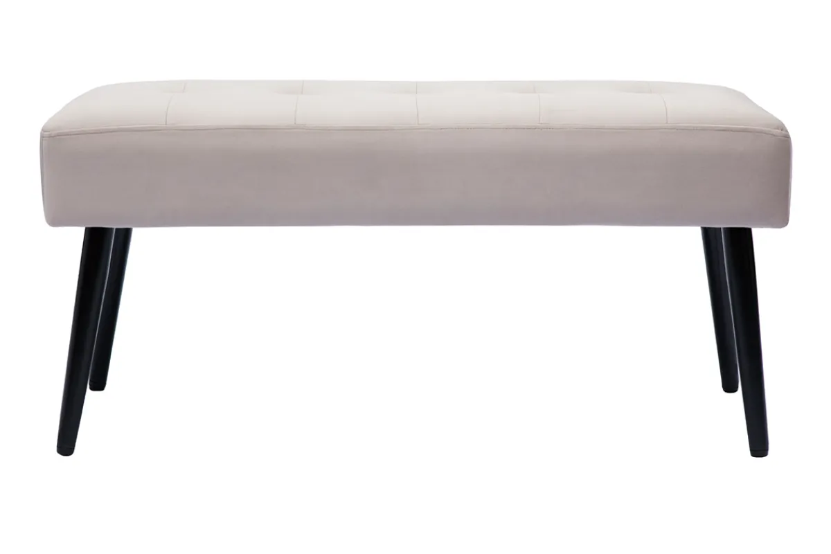 Miliboo Gepolsterte Design-Bank aus taupefarbenem Samtstoff und schwarzem Metall L95 cm GUESTA* Bänke|Flurmöbel